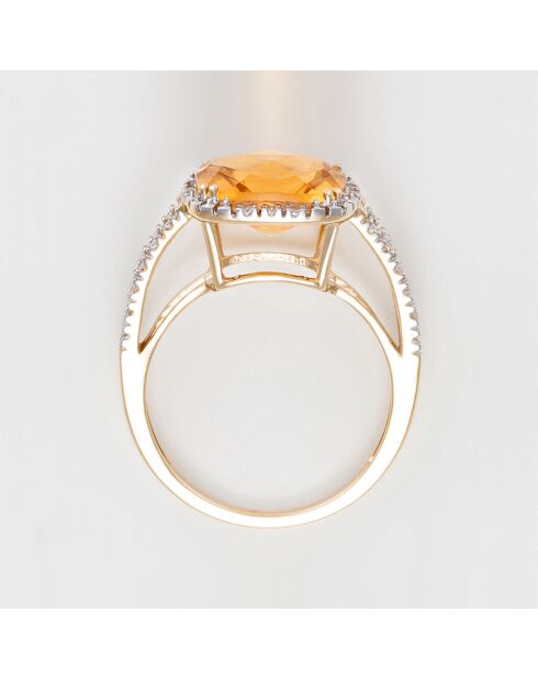 Bague Divine Diamant 0.1 ct & Citrine 3.75 ct or jaune