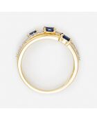 Bague Trio de Saphir Diamants 0.09ct Saphirs 0.69ct or jaune
