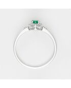 Bague Rond d'Émeraude Diamant 0.09 ct & Émeraude 0.25 ct or blanc