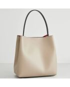 Lichttaupe Jeny leren schoudertas - 32x29x13 cm