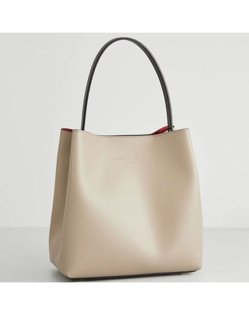 Lichttaupe Jeny leren schoudertas - 32x29x13 cm