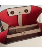 Lichttaupe Jeny leren schoudertas - 32x29x13 cm