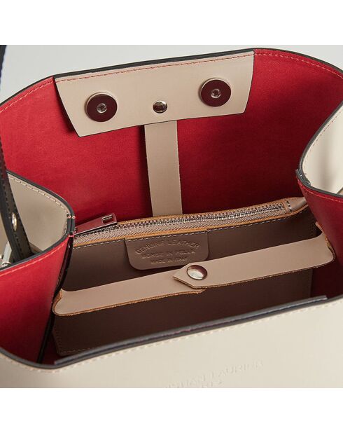 Lichttaupe Jeny leren schoudertas - 32x29x13 cm