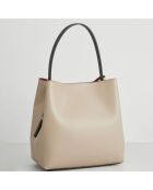 Lichttaupe Jeny leren schoudertas - 32x29x13 cm