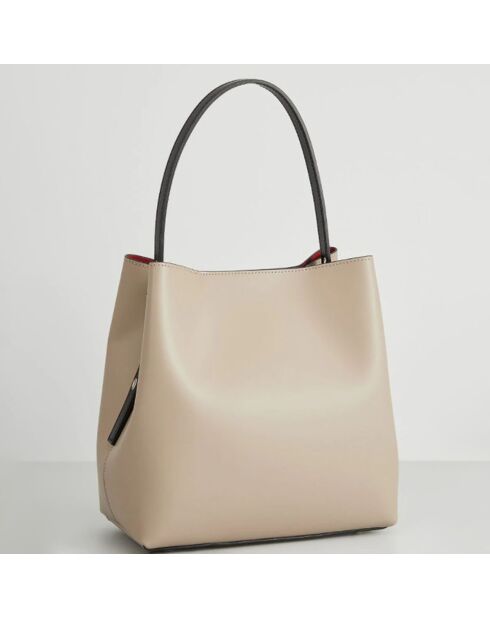 Lichttaupe Jeny leren schoudertas - 32x29x13 cm
