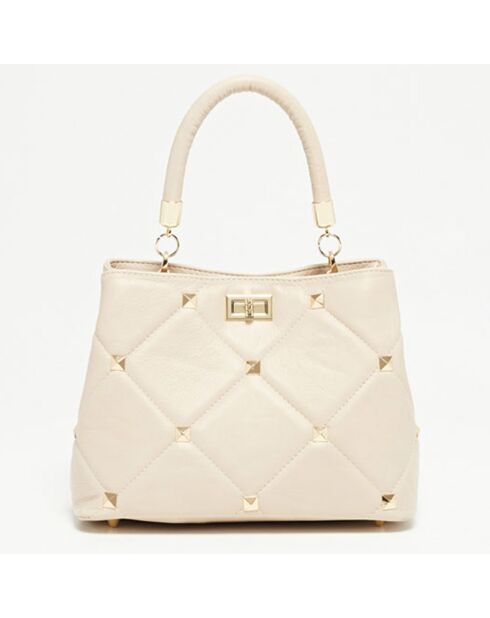 Sac à main en Cuir Ayden beige - 28x21x16 cm