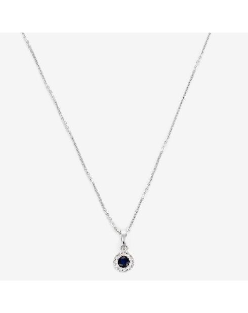 Pendentif Précieux Saphir Diamants 0.03 ct Saphir 0.16 ct or blanc