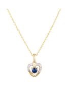 Pendentif Heart Diamants 0.023 ct Saphir 0.16 ct or jaune