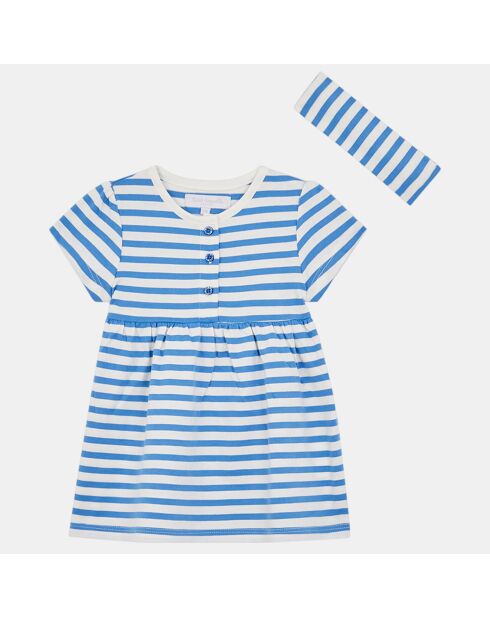 Ensemble Robe & Bandeau Raela en Coton biologique bleu