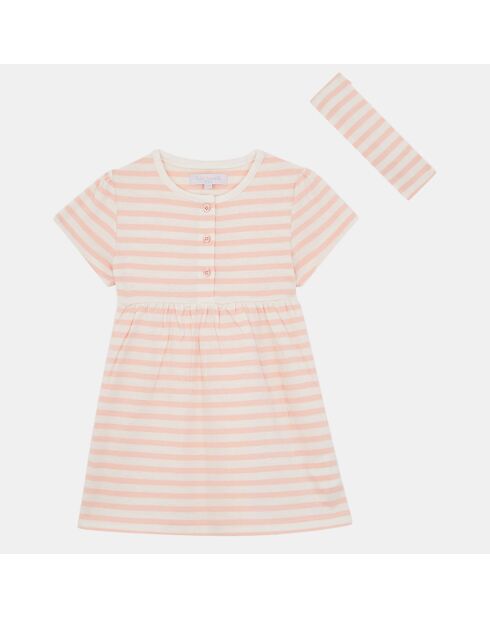 Ensemble Robe & Bandeau Raela en Coton biologique rose