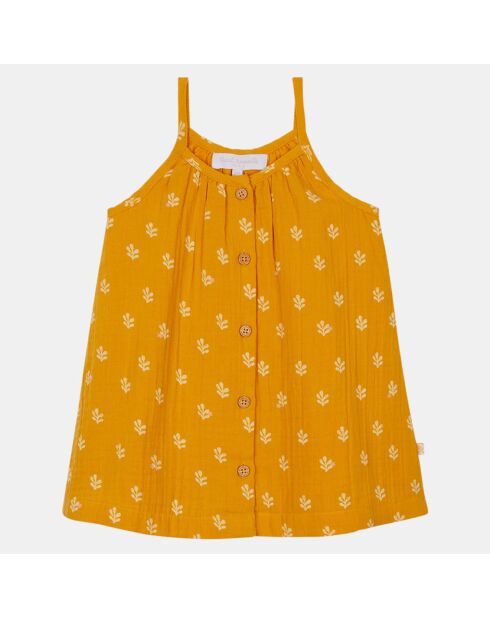 Vestido evasé Quoura de algodón naranja