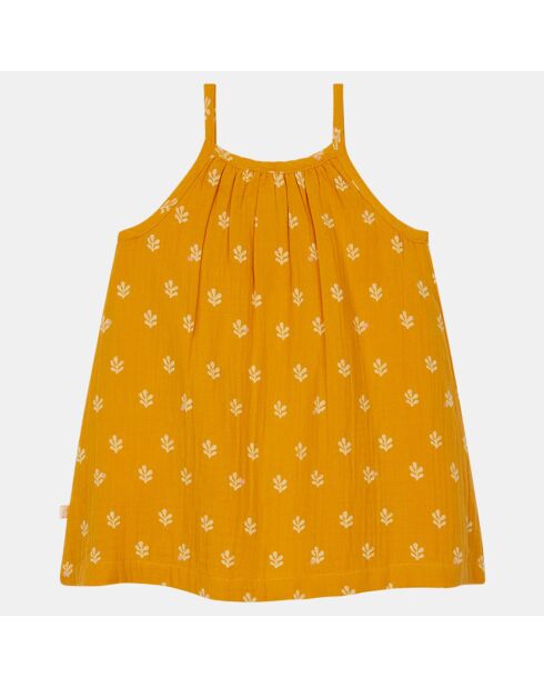 Vestido evasé Quoura de algodón naranja