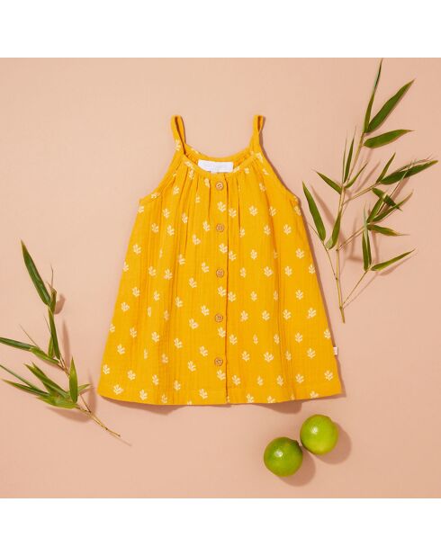 Vestido evasé Quoura de algodón naranja