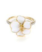 Bague Orchidée Diamants 0.05 ct or jaune
