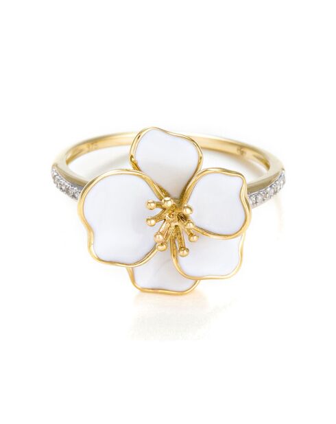 Bague Orchidée Diamants 0.05 ct or jaune