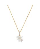 Pendentif Tradescantia Diamant 0.04 ct & Nacre blanche or jaune