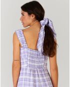 Foulard Lavande à carreaux  lilas - 70x70 cm