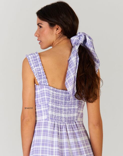 Foulard Lavande à carreaux  lilas - 70x70 cm