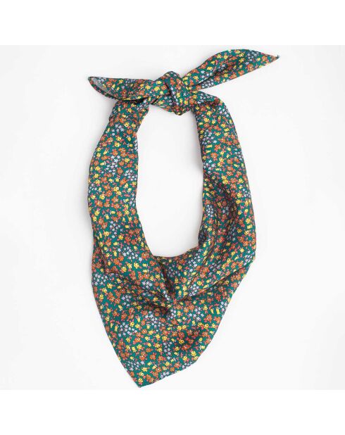 Foulard Giardinetto fleuri vert/multicolore - 70x70 cm