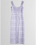 Robe longue Lavande à carreaux lilas