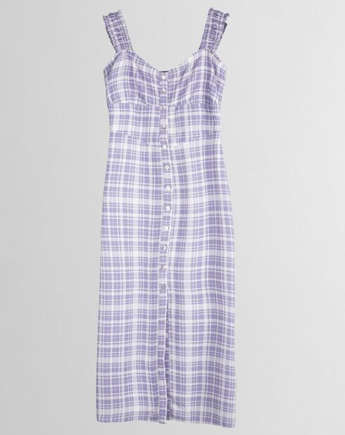 Robe longue Lavande à carreaux lilas