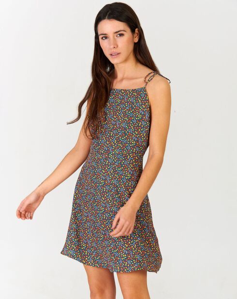 Robe courte Giardinetto fleurie vert/multicolore