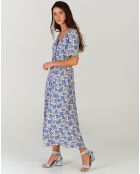 Robe longue Positano fleurie bleu/multicolore