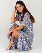 Robe longue Positano fleurie bleu/multicolore