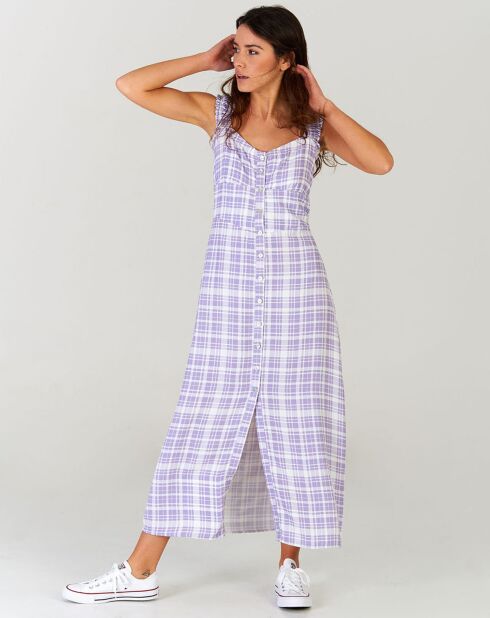 Robe longue Lavande à carreaux lilas