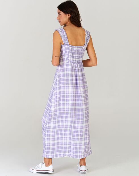 Robe longue Lavande à carreaux lilas