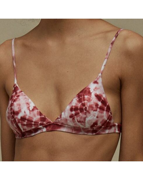 Haut de Maillot Sporty Tie Dye imprimé rouge/blanc