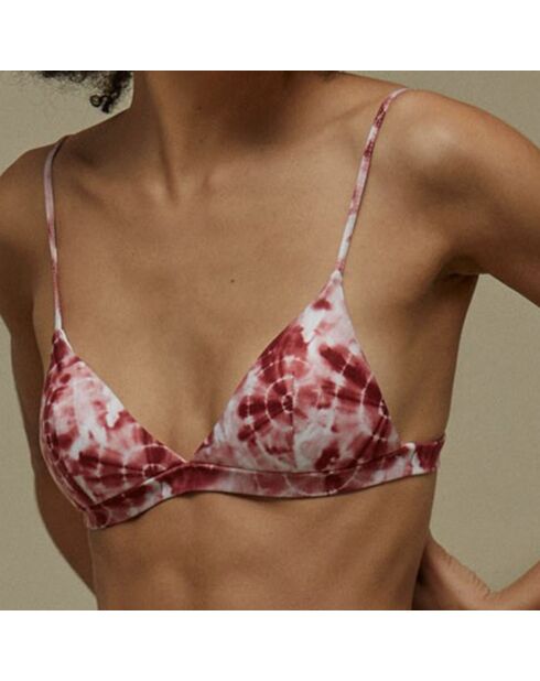 Haut de Maillot Sporty Tie Dye imprimé rouge/blanc