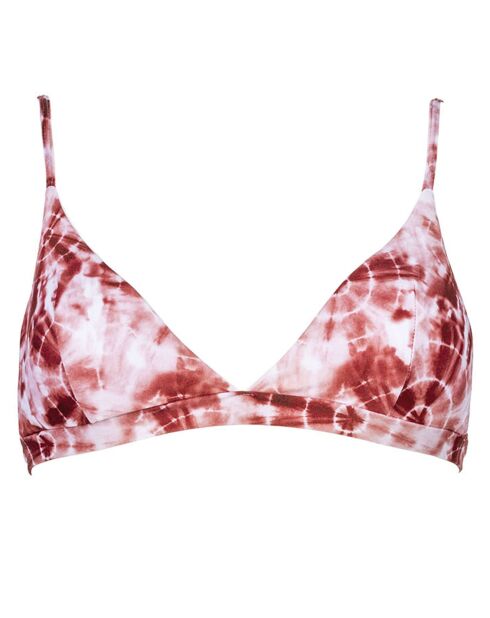Haut de Maillot Sporty Tie Dye imprimé rouge/blanc