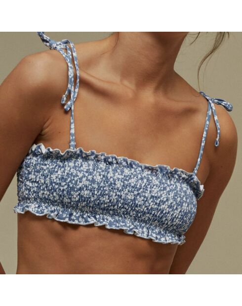 Haut de Maillot Milos fleuri bleu
