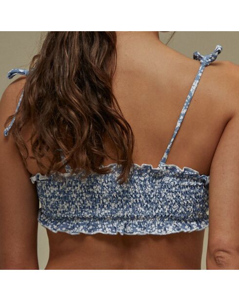 Haut de Maillot Milos fleuri bleu