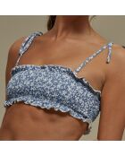 Haut de Maillot Milos fleuri bleu
