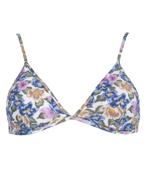 Haut de Maillot Positano fleuri blanc/bleu