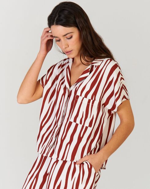 Chemise Zebra imprimée terracotta/blanc