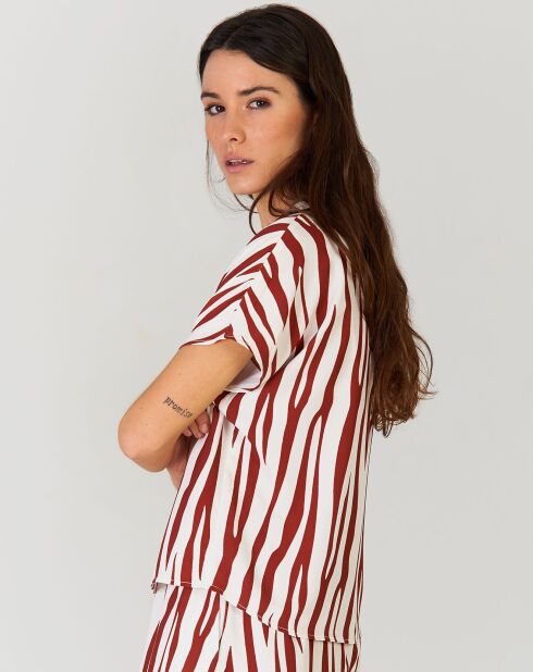 Chemise Zebra imprimée terracotta/blanc
