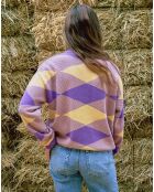 Pull Doma imprimé violet/jaune