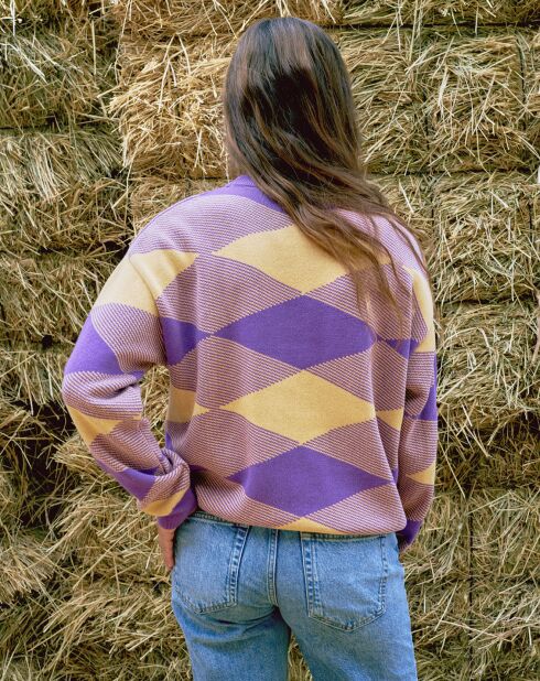 Pull Doma imprimé violet/jaune