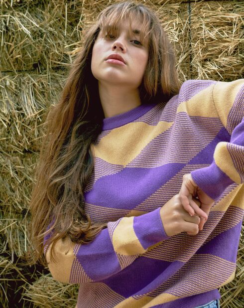 Pull Doma imprimé violet/jaune