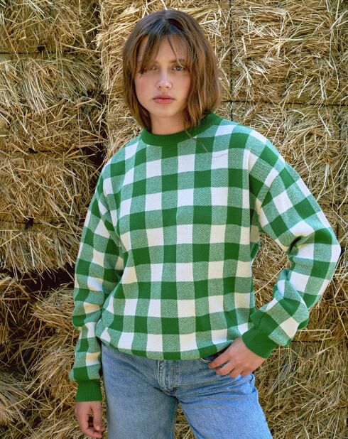 Pull Ranger à carreaux vert/blanc