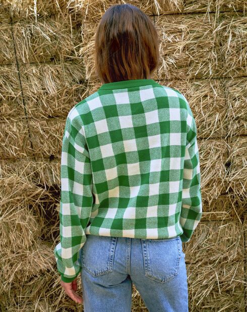 Pull Ranger à carreaux vert/blanc