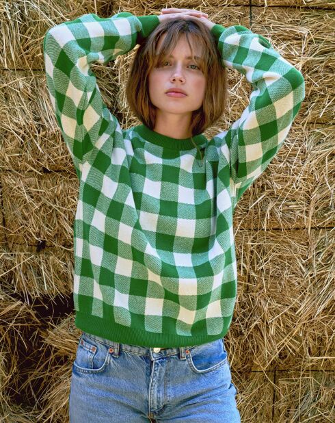 Pull Ranger à carreaux vert/blanc