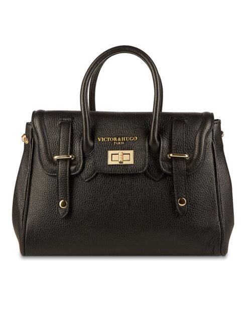 Zwarte leren handtas van Ondine - 35x22x14 cm