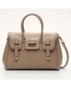 Ondine Handtasche aus taupefarbenem Leder - 35x22x14 cm