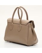Ondine Handtasche aus taupefarbenem Leder - 35x22x14 cm