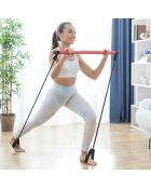 Barre de fitness avec bandes de résistance rouge