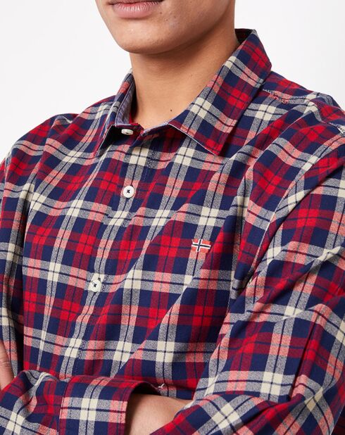 Chemise slim Greylock check à carreaux rouge/marine/crème